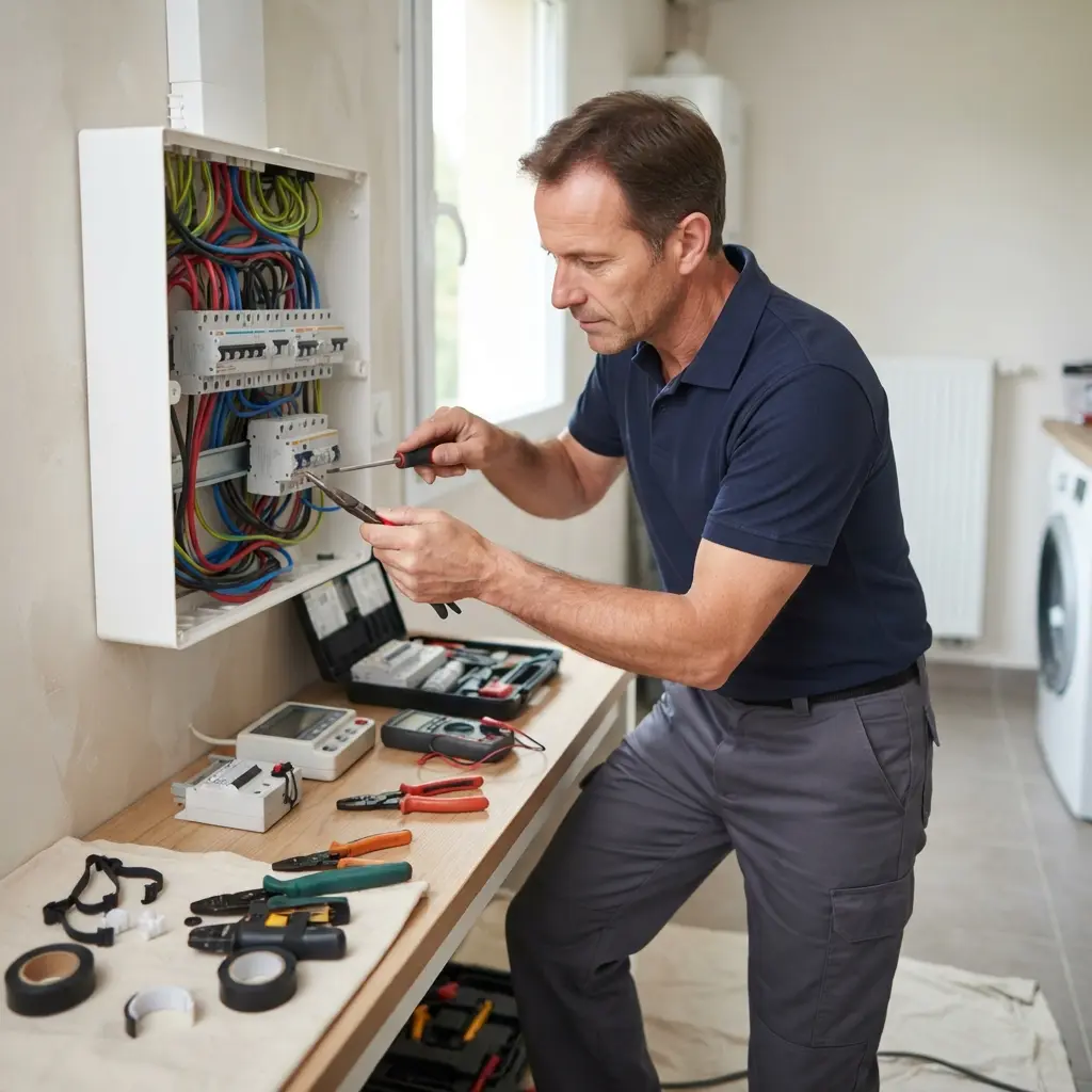 Comment se déroule l’intervention de mise aux normes électrique à Flins‑sur‑Seine ?