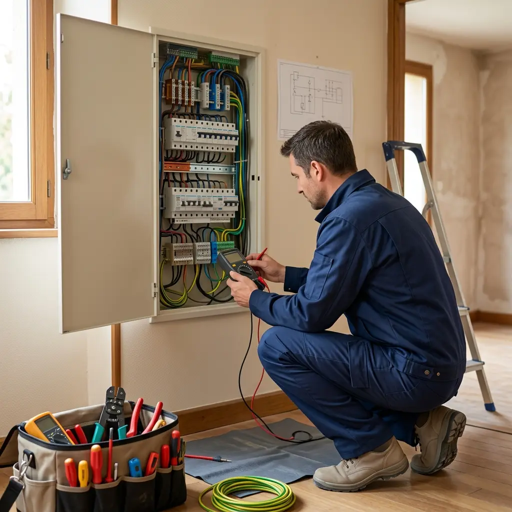 Comment se déroule la mise aux normes électrique à Presles ?