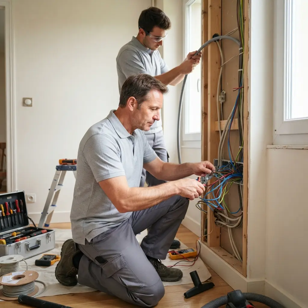 Comment se déroule l’intervention de refaire l'électricité à Venette ?
