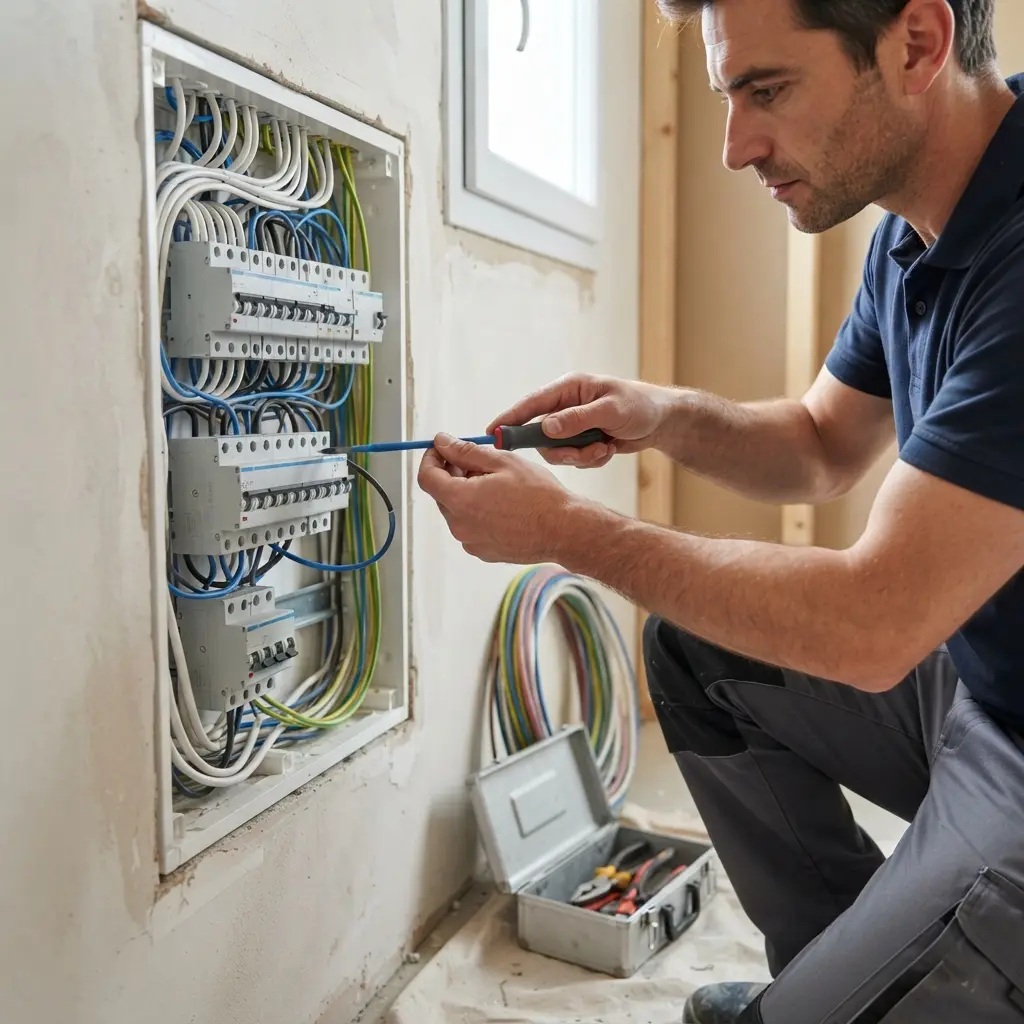 Comment se déroule l’intervention de rénovation électrique à Vaux‑le‑Pénil ?