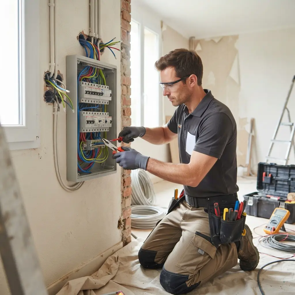 Comment se déroule l’intervention de rénovation électrique à Montry ?