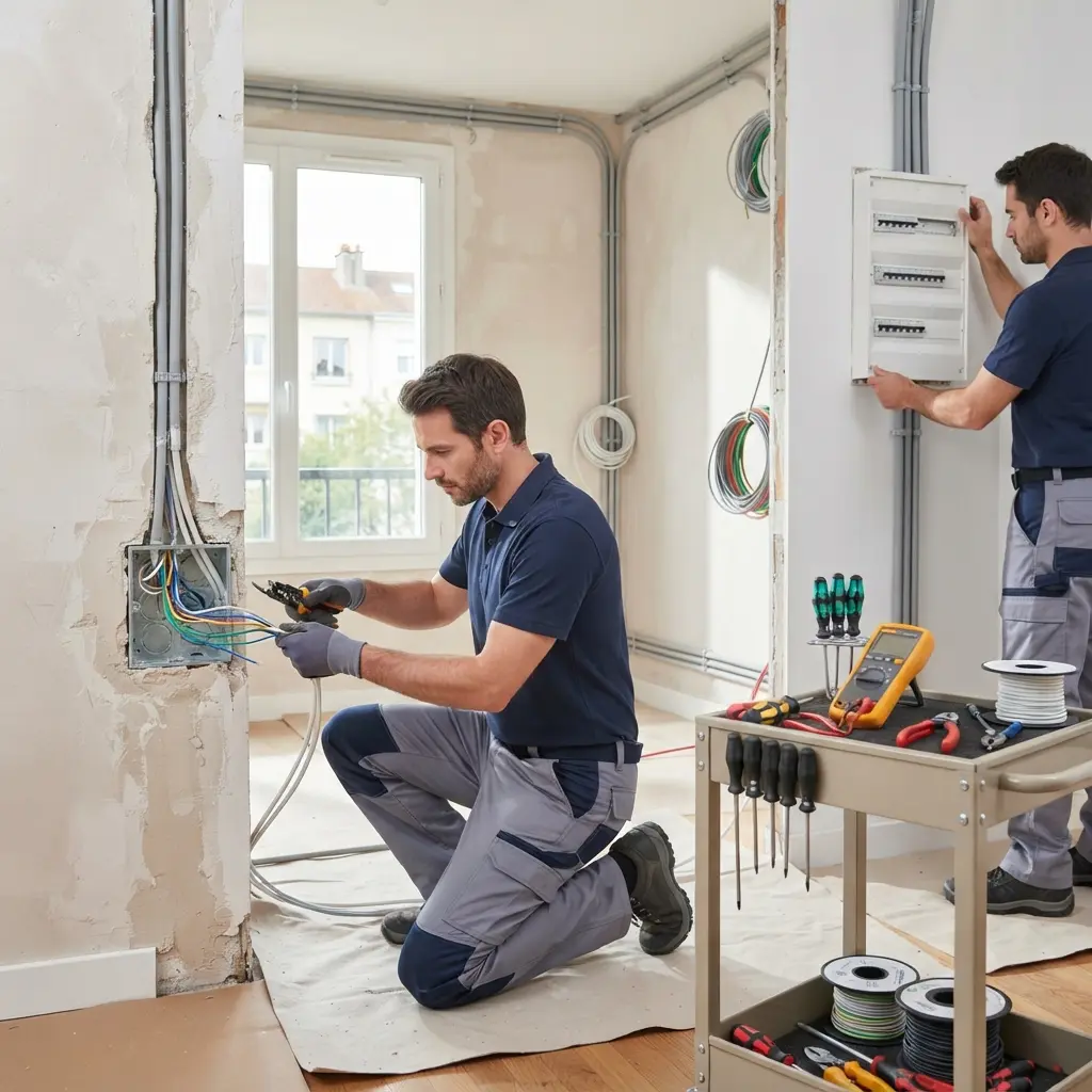 Comment se déroule l’intervention de rénovation électrique à Mesnil-le-Roi ?