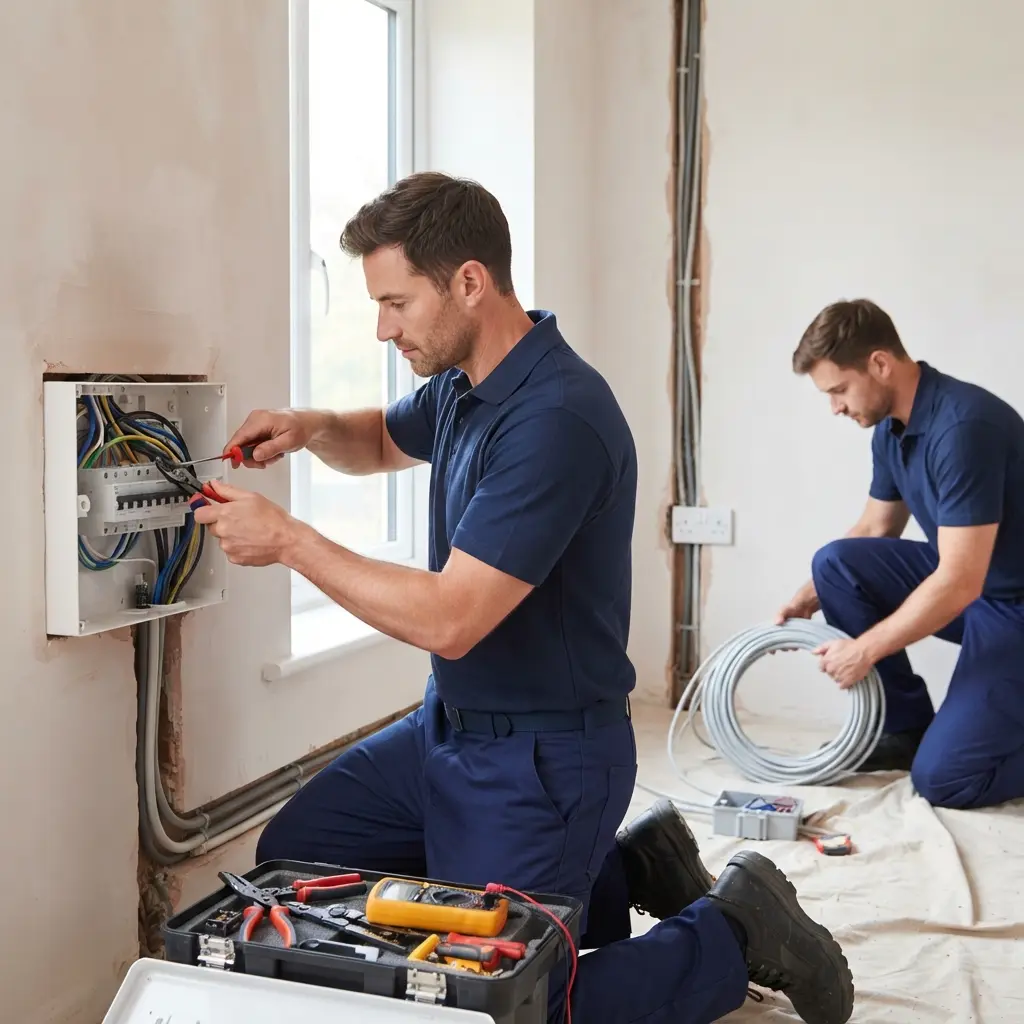 Comment se déroule l’intervention de rénovation électrique à Coudray-Montceaux ?